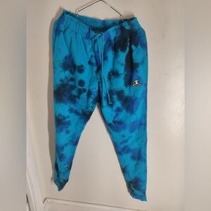 Champion  Men’s tie-dye galaxy sweatpants in blue and black Size L